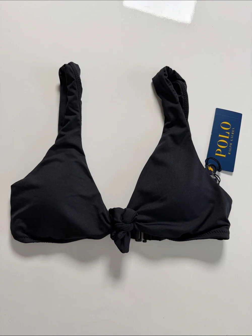 Polo by Ralph Lauren Black Bikini Top with Front Knot